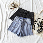 Blugi casual scurti de dama in albastru si negru