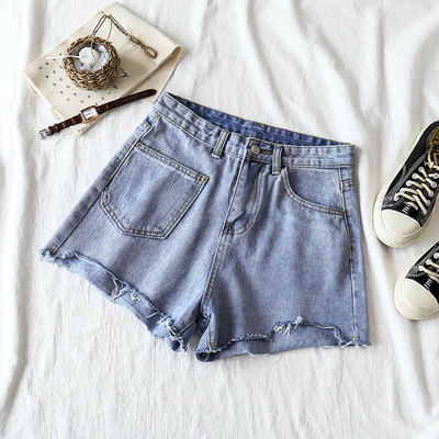 Blugi casual scurti de dama in albastru si negru