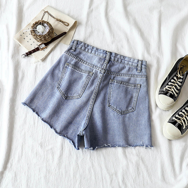 Blugi casual scurti de dama in albastru si negru