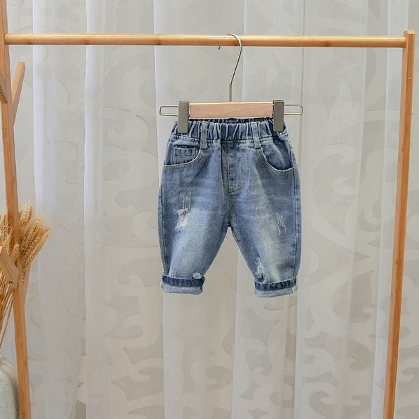 Pantaloni moderni pentru copii pentru baieti in albastru