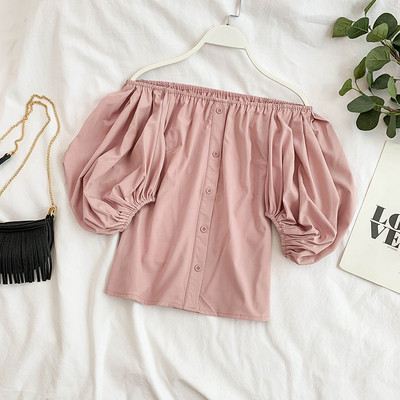 Bluza de dama cu nasturi si umerii goi in mai multe culori