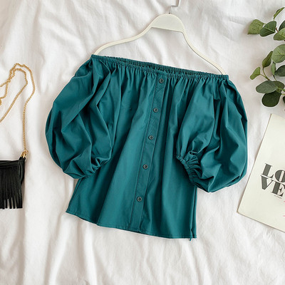 Bluza de dama cu nasturi si umerii goi in mai multe culori