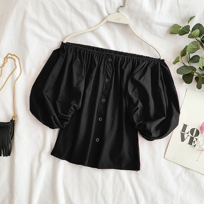 Bluza de dama cu nasturi si umerii goi in mai multe culori