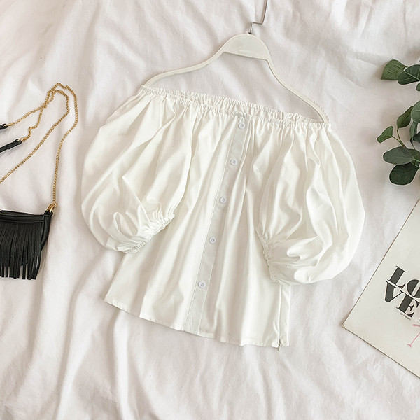 Bluza de dama cu nasturi si umerii goi in mai multe culori