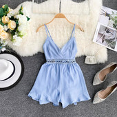 Salopeta scurta de dama cu bretele in trei culori