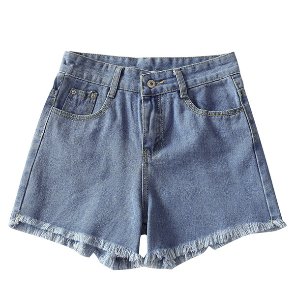 Blugi scurti moderni de dama cu broderie si talie inalta