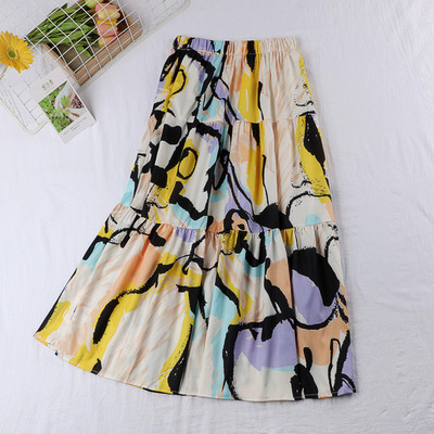 Fusta lunga de dama in model croiat in doua culori