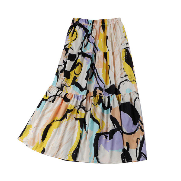 Fusta lunga de dama in model croiat in doua culori