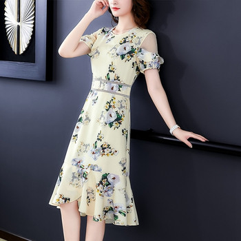 Rochie eleganta de dama cu model floral cu decolteu O