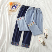 Blugi lungi de dama moderni in doua culori cu broderie