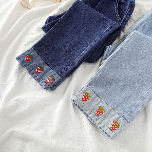 Blugi lungi de dama moderni in doua culori cu broderie