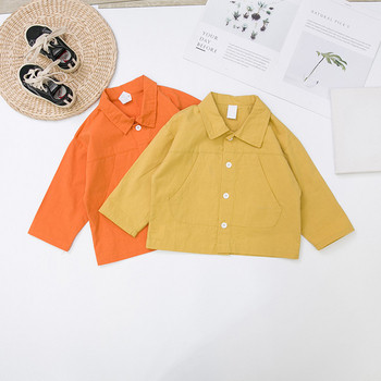 Нов модел ежедневна детска риза в жълт и оранжев цвят за момчета