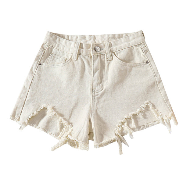 Blugi scurti casual de dama in alb si negru cu motiv rupt