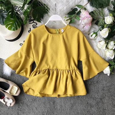 Bluză de damă modernă cu mâneci largi în mai multe culori cu fermoar