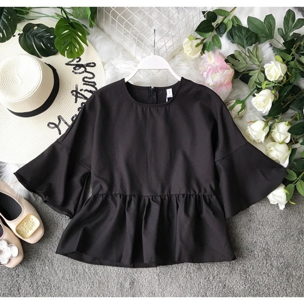 Bluză de damă modernă cu mâneci largi în mai multe culori cu fermoar