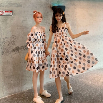 Rochie de dama moderna cu buline in doua modele