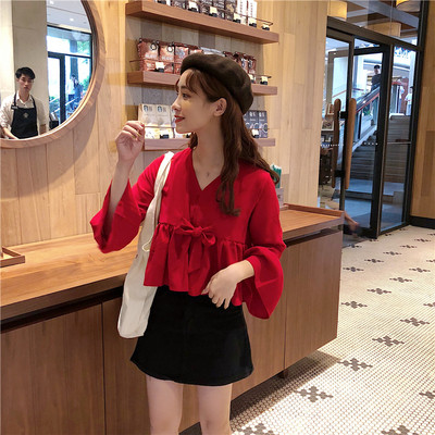 Camasa de dama model lat cu maneci lotus in doua culori