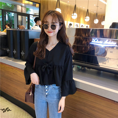 Camasa de dama model lat cu maneci lotus in doua culori