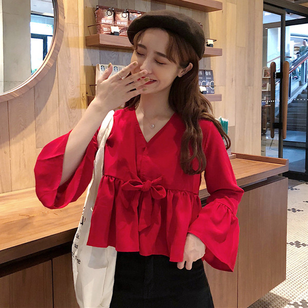 Camasa de dama model lat cu maneci lotus in doua culori