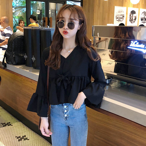 Camasa de dama model lat cu maneci lotus in doua culori