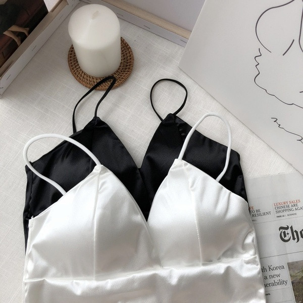 Top de damă modern cu bretele subțiri în alb-negru