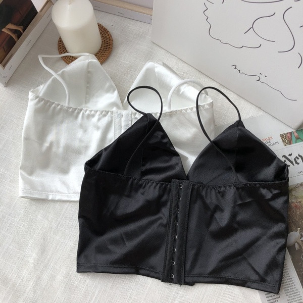 Top de damă modern cu bretele subțiri în alb-negru