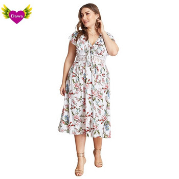 Rochie modernă de damă cu mâneci scurte și decolteu adânc în alb