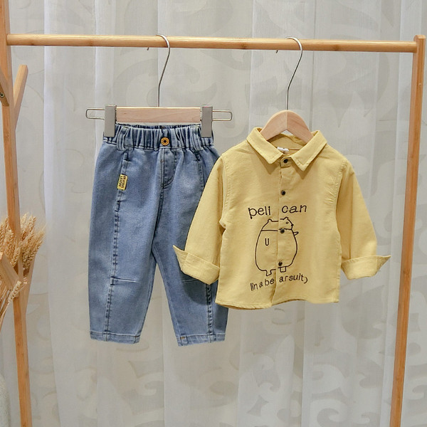 Cămașă de damă actuală pentru băieți în albastru și galben