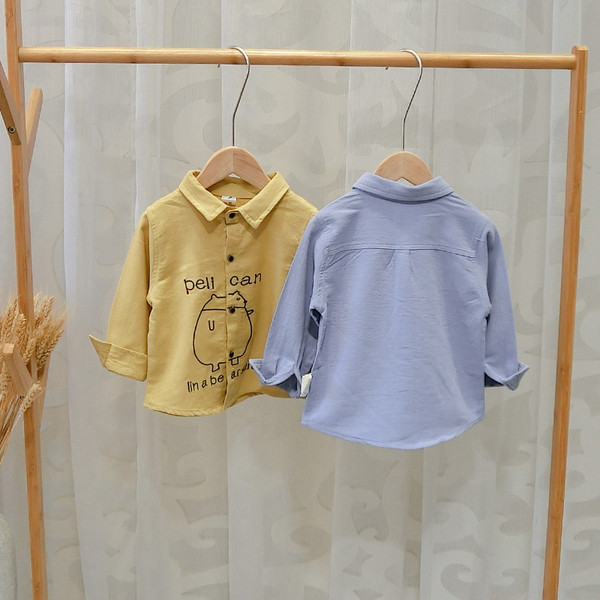 Cămașă de damă actuală pentru băieți în albastru și galben