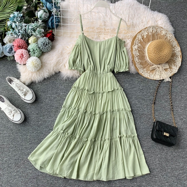 Дълга ежедневна дамска рокля с къс ръкав в няколко цвята