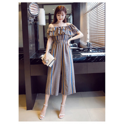 Раиран дамски гащеризон с еластична талия 