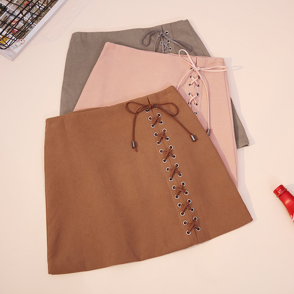 Модерна дамска пола с връзки в няколко цвята