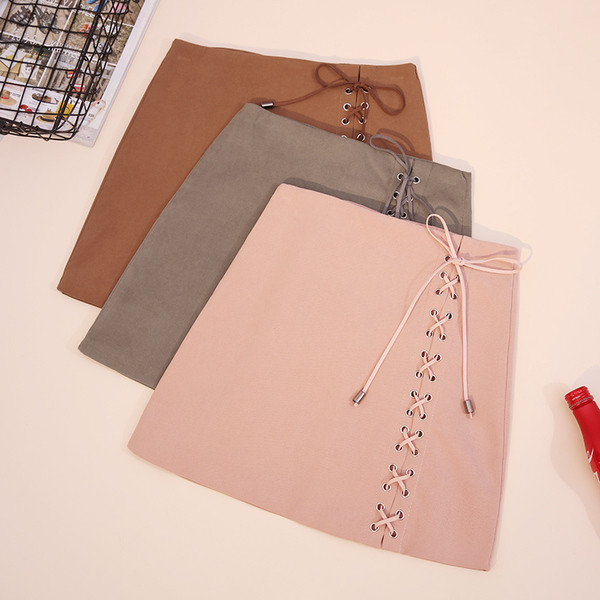 Модерна дамска пола с връзки в няколко цвята