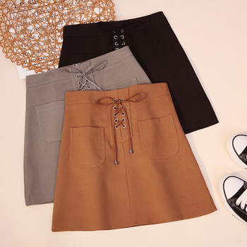 Fusta de dama eleganta cu buzunare si cravate in mai multe culori