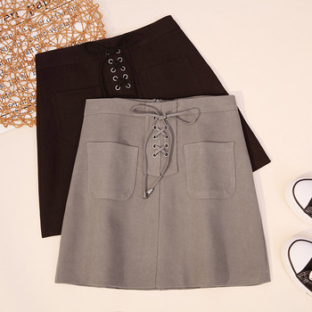 Fusta de dama eleganta cu buzunare si cravate in mai multe culori