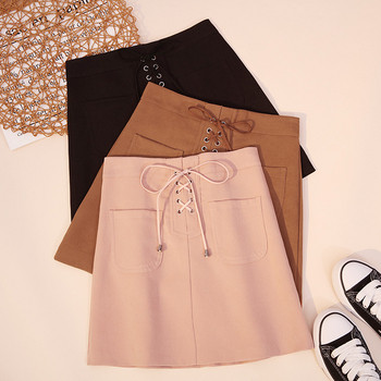 Fusta de dama eleganta cu buzunare si cravate in mai multe culori