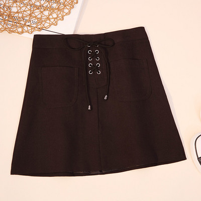 Fusta de dama eleganta cu buzunare si cravate in mai multe culori