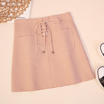 Fusta de dama eleganta cu buzunare si cravate in mai multe culori