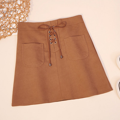 Fusta de dama eleganta cu buzunare si cravate in mai multe culori