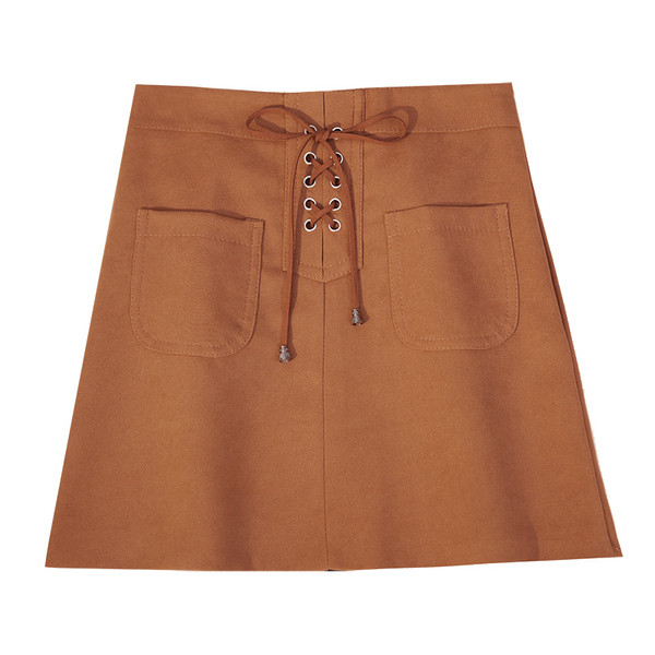 Fusta de dama eleganta cu buzunare si cravate in mai multe culori