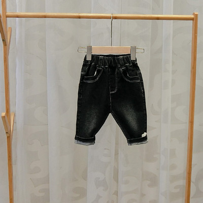 Blugi de copii eleganti pentru baieti in albastru si negru