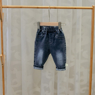 Blugi de copii eleganti pentru baieti in albastru si negru