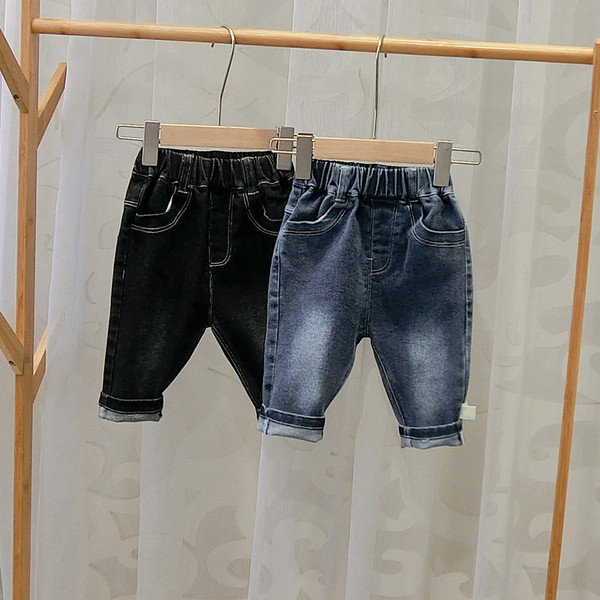 Blugi de copii eleganti pentru baieti in albastru si negru