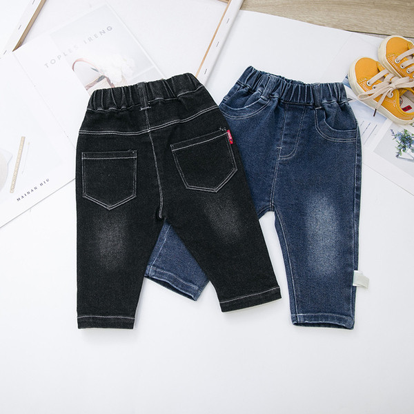 Blugi de copii eleganti pentru baieti in albastru si negru