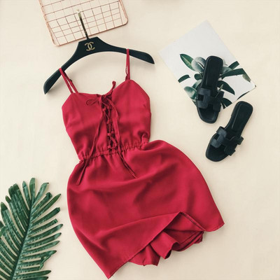 Дамски модерен гащеризон с тънки презрамки в няколко различни цвята