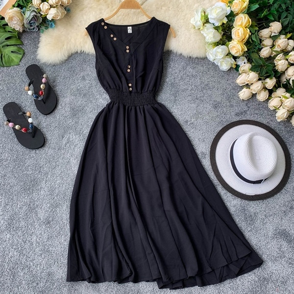 Rochie moderna de dama lunga cu nasturi si elastic