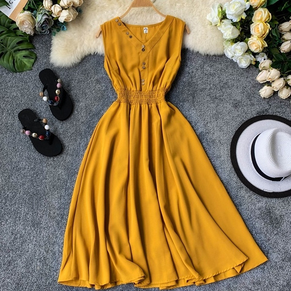 Rochie moderna de dama lunga cu nasturi si elastic