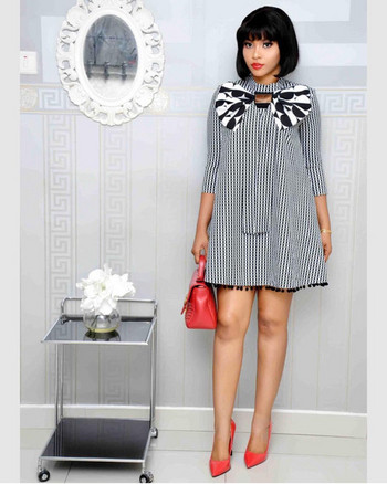 Rochie moderna de dama cu maneci 3/4 si panglica neagra