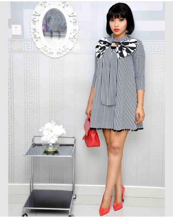 Rochie moderna de dama cu maneci 3/4 si panglica neagra