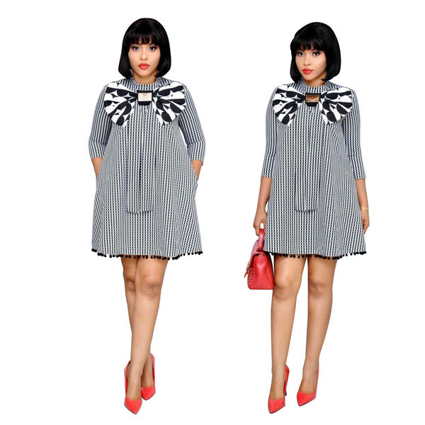 Rochie moderna de dama cu maneci 3/4 si panglica neagra